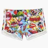 Męskie stroje kąpielowe z podkładką Push Pad Męskie kąpielówki z nadrukami kreskówek Europejska moda amerykańska Bokserki Kąpielówki Summer Beach Surf Quick Dry J230707