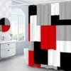 Cortinas modernas geométricas 3d, conjunto de cortinas de chuveiro, vermelho, laranja, cinza, amarelo, treliça, acessórios de banheiro, preto e cinza, cortinas de banho