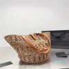 Bolso de mano tejido de gran capacidad a la moda, bolsos de playa de diseñador, bolso cruzado, dos colores, bolsos clásicos de compras