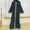 Etnische Kleding Dubai Moslim Vrouwen Lange Jurk Maxi Gewaad Gebed Capuchon Abaya Zijsplit Ramadan Islamitische Eid Toga Midden-Oosten Arabische Kaftan