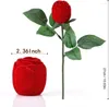 Jewelry Pouches Velvet Rose Flower Ring Box Red Cteative Earring Display Holder Gift Boxs Bridal Wedding Engagement Storage Case