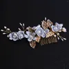 Hair Clips Wedding Combs Blue/Pink/Purple Flower Headbands For Bride Accessories Pearl Headpieces Super Fairy Floral Hairbands