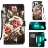 Bedruckte PU-Leder-Geldbörsenhüllen für iPhone 15 Pro Max 14 Plus 13 12 11 8 7 Samsung A34 5G Mode Spitze Blume Schmetterling Panda Tiger Turm Tier Halter Flip Cover Tasche Riemen