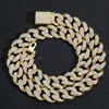 Gzw Jewelry Neue Halskette Hip Hop 15 mm dreireihige kubanische Diamantkette voller Persönlichkeit Trendsetter Herrenhalsband Roségold Iced Out Collier