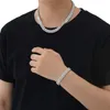 Smycken ins gzw modemärke hiphop halsband mäns 5 mm dubbel rad full diamant zirkon fjäder spänne krage kedja tennis bling bijoux