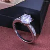 Cluster Rings Классический кольцо с шестисторонним кольцом Женщина Япония и Корея Простая бриллиантная циркония модная личность указатель