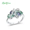 Bagues de mariage SANTUZZA 925 bagues en argent sterling pour femmes vert bleu spinelle blanc CZ pierres précieuses anillos originaux cadeaux de mariage bijoux fins 230706