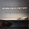 Luminárias pendentes ouro preto moderno barra de mesa para sala de jantar luzes led longas suspensas para iluminação doméstica decoração