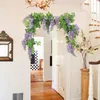 Fleurs décoratives Wisterias Garland Flower Mur Vines avec 1,8 m de soie faux pour le mariage de chambre et toile de fond de cérémonie