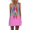 Casual Kleider 2023 Frauen Lose Sommer Mini Kleid Vintage Ärmellose 3d Blumen Druck Tank Kurze Sommerkleid Urlaub Stil Plus größe