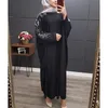 Ethnic Clothing Women Sequins Abaya Batwing Sleeve Farasha Dress Arab Jilbab Full Length Maxi Kaftan Muslim Loose Plain Robe Islamic Gown