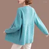 Frauen Strick 2023 Frühling Herbst Frau Strickjacken Pullover Mäntel Weibliche Solide Stricken Taste Jacken Damen Lange Hülse Lose Oberbekleidung a293