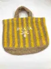 Designer P Bag Summer Hollowed-out Handmade Straw Bag English Embroidery Western-style Woven Handbag Large Capacity Bag