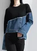 Damen Hoodies Sweatshirts TWOTWINSTYLE Streetwear Asymmetrisches Sweatshirt für Damen Rundhals Langarm Patchwork Colorblock Sweatshirts Damen 230707