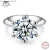 مع الحجارة الجانبية مع الحجارة الجانبية anujewel 5 d لون خاتم زواج كبير للنساء 18K الذهب مطلي 925 Silver Solitaire خواتم واحدة بالجملة 230227 Z230710