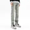 Men's Jeans Fashion High Streetwear Men Make Old Retro Design Dimensional Cut Slim Fit Hip Hop Denim Pants 5023