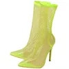 Lady Sandals جديدة متعددة الاستخدامات دمية للسيدات التنفس الشبكة العصرية قصيرة الأحذية جوفاء الكعب رفيع السرير عالية 230615