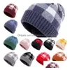 Party Hüte Stricken Plaid Hut Frau Warme Winter Häkeln Skl Cap Outdoor Dame Weihnachten Stapeln 12Style Suppliest2C5120 Drop Lieferung HO Dh8Is