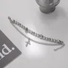 Braccialetti di collegamento Braccialetto di perle a doppia croce coreana Design femminile Sensazione di vento freddo Piccolo articolo ornato Stringa di mano fredda dolce hip-hop