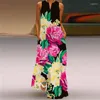 Vestidos casuais da moda 3D borboleta impresso maxi para mulheres 2023 senhora verão sem mangas com decote em v vestidos vintage largos de mujer