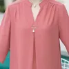 Klänningar överdimensionerade 5xl 3/4 ärmmamma chiffon kausal blusa sommar lös plusstorlek toppar koreansk mode chic skjorta eleganta tunna kamisor