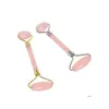 Pietre da massaggio Rocce Drop Ship Quarzo rosa naturale Viso Mas Crystal Stone Body Jade Masr Derma Roller Cura della pelle Rughe di ghiaccio Remov Dhktl