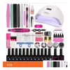 Nail Art Kits Manicure Set Kit With 24W/36W Led Nails Lamp Drill Hine Polish Acrylic Tools Drop Delivery Health Beauty Dh4Bd