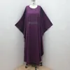 Roupas étnicas Vestido feminino africano F872 Design Bazin Vara longa Diamante Manga curta Gola redonda Tamanho grande Higgi Go