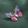 Brooches Female Fashion Crystal Cute Butterfly For Women Luxury Yellow Gold Color Enamel Alloy Animal Brooch Safety Pins