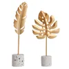 Ornamentos decorativos de flores Decoração com base Decorações de folha de ferro Monstera Artificial Khaki adicional