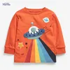 T-shirts Little maven Baby Boys T-shirt de mangas compridas Luminous Cotton Cartoon Dinosaur Shirt Fashion Tops for Kids 2-7 year 230707