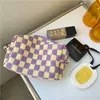 Checkerboard Knitted Cosmetic Bag For Women Large-Capacity Lattice Wash Bag Plaid multi-function storage Organizer Pouch Pencil Case