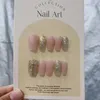 Unhas postiças transparentes com glitter rosa pressionam as unhas - feitas à mão e brilhantes para todos os dias na loja Emmabeauty nº EM16111