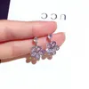 Pendientes de tuerca, bonitos pendientes de flores de cristal, exquisitos pendientes de circonita cúbica, joyería de moda coreana para mujeres y niñas, regalo colgante