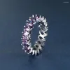 Eheringe Boho voller lila Zirkon Stein Ring Silber Farbe Pferd Auge Marquise Cut CZ für Frauen Party Versprechen Schmuck