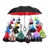 Umbrellas Est Windproof Reverse Umbrella Folding Double Layer Inverted Rain Self Stand Inside Out Protection C-Hook Hands I479 Drop Dhsi4