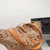 Bolso de mano tejido de gran capacidad a la moda, bolsos de playa de diseñador, bolso cruzado, dos colores, bolsos clásicos de compras