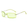 Occhiali da sole senza montatura Small Frame Square Donna Uomo Occhiali da sole rettangolari retrò Fashion Luxury Designer Clear Shades Occhiali UV400