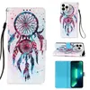 3D Schedel PU lederen portemonnee hoesjes voor iPhone 15 14 Plus Pro 13 12 11 XS MAX XR X Zeebloem Kant Vlinder Eenhoorn Flip Cover Boek Credit ID-kaartsleuf Pouch Portemonneeriem