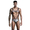 Sexigt set herr glänsande metallisk kropp Bröstsele Wrestling Singlet Leotard Bodysuit Underwear222K