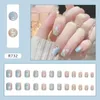 Faux ongles 24 pièces avec colle printemps vert petites fleurs Design ballerine française faux ongles en acrylique complet appuyez sur