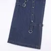 Cyber Y2k Punk Perna larga Baggy Moda Jeans Techwear Cintura alta Calça jeans feminina Strap Patchwork Calça streetwear