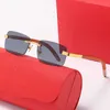 Fashion carti top sunglasses New style spring wood leg Sunglasses trend versatile square frameless men's and women's Street Photo with original box