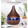 Aromaterapia hurtowa 300Ml elektryczny Usb Aroma dyfuzor powietrza drewno Trasonic olejek eteryczny do nawilżacza generator chłodnej mgiełki do Homecar Drop Dhwfp