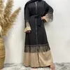 Etnik Giyim Orta Doğu Müslüman Dantel Dikiş Moda Elbisesi Kadın Fermuar elbisesi Abaya Femme Musulman