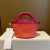 Borsa da donna firmata Borsa da shopping di rotondità di lusso borsa da cestino intrecciata in erba di alta qualità 12 colori Borsa da spiaggia borsa tote da donna