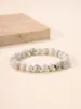 Strand White Howlite Turquoise Stone Round Beads Elastic Line Bracelets Fashion Woman Jewelry Hombre De Pulsera