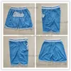 NCAA North Carolina Tar Heels College Basketball Shorts Black Blue White Retro 자수 Short Sport S-2XL