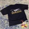 Мужские футболки Винтажная футболка Rhude Мужчины женщины 1 1 Лучшее качество негабаритные футболки красивые вымытые вершины Tee T230707