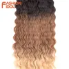 Perruques synthétiques Bundles de vague de corps de cheveux synthétiques avec fermeture 26 pouces Tissage blond ombré pour les femmes 230227